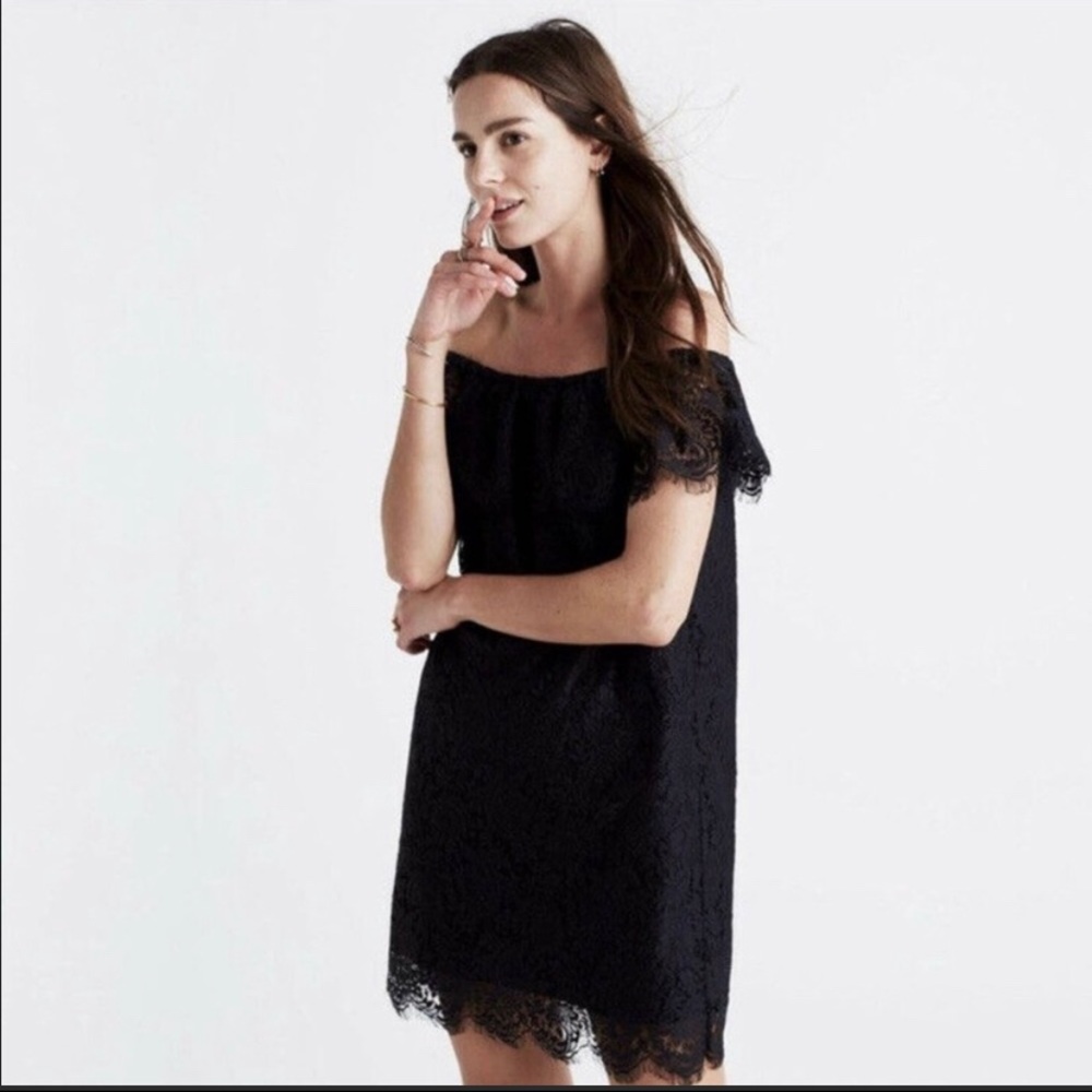Madewell Dusk Lace Navy Off-Shoulder Dress - US 4